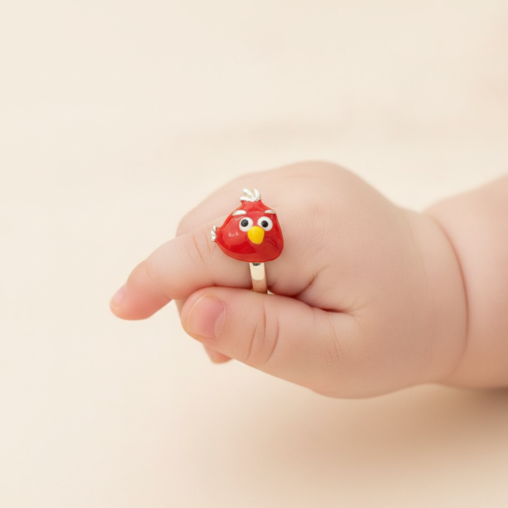 Silver Red Bird Baby Ring Silver Red Bird Baby Ring
